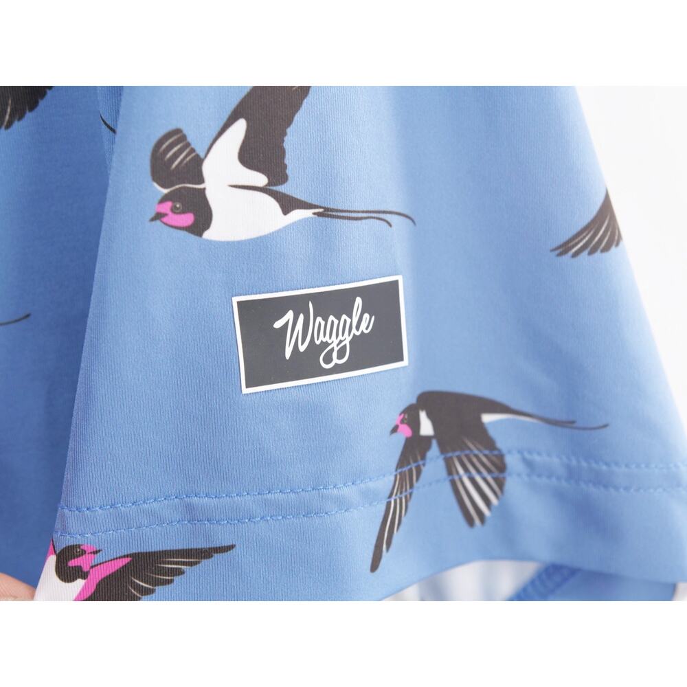 Waggle Men's XL Blue Bird Print Golf Polo Shirt Short Sleeve Performance - Picture 4 of 8